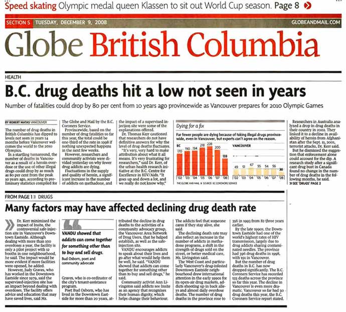 B.C. drug deaths hit a low not seen in years