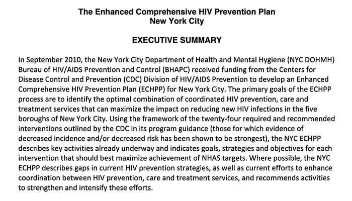 The Enhanced Comprehensive HIV Prevention Plan New York City